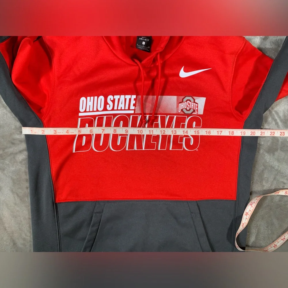 Nike Hoodie Men’s Sm Red Grey Ohio State‎ Buckeyes On-Field Pullover Dri Fit